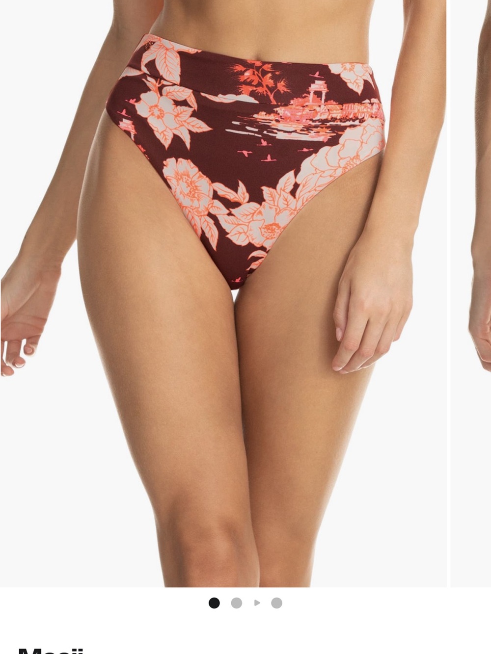Maaji Brown and Coral Floral Bikini Bottoms